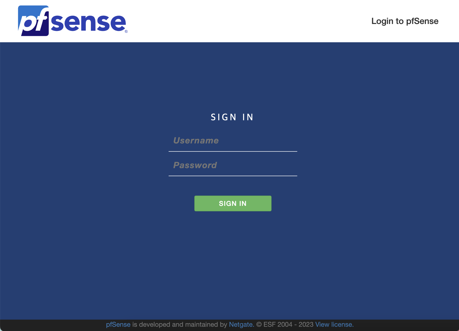 pfSense login screen