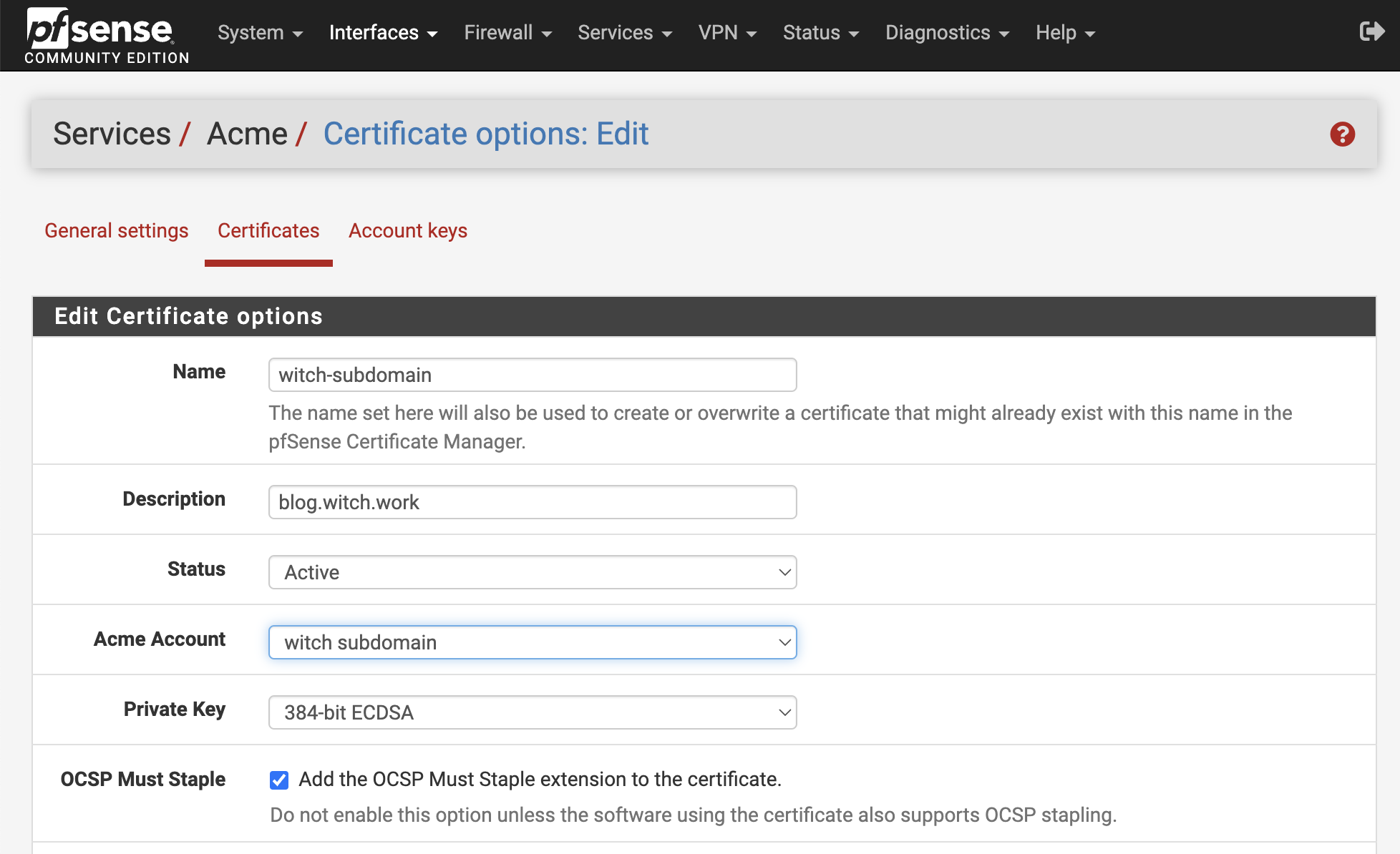 Acme Certificate Creation