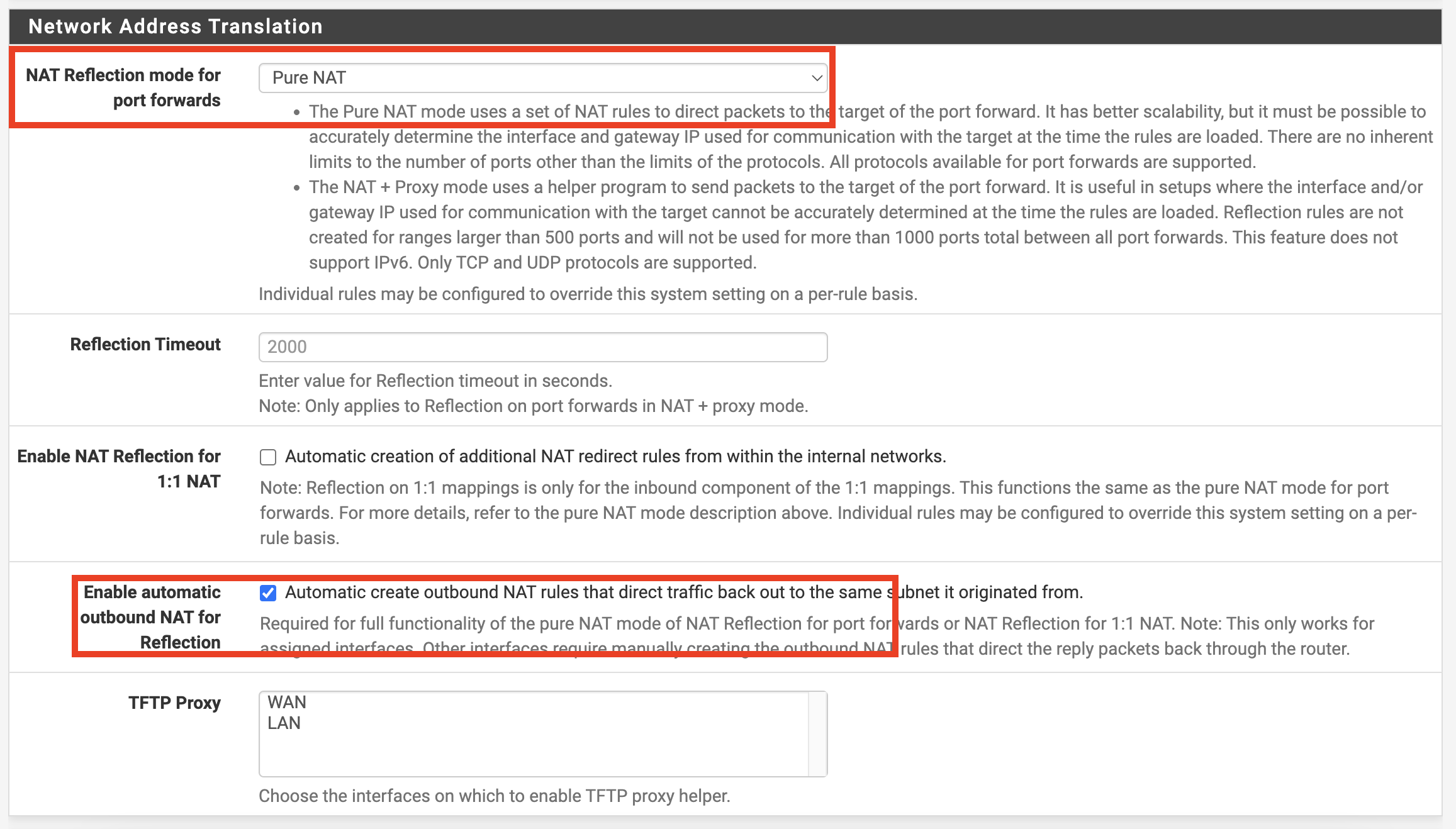 Firewall & NAT Settings