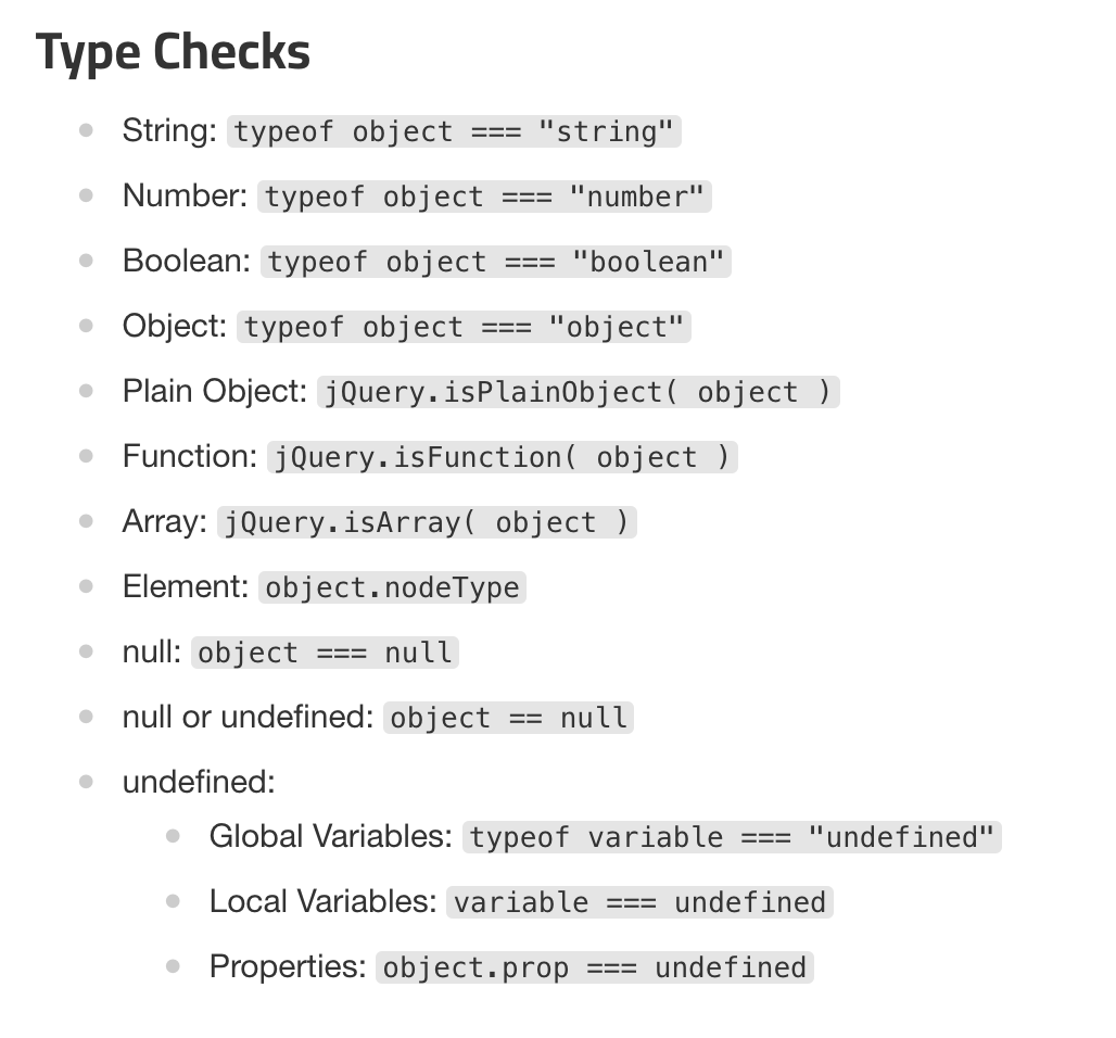 jQuery type-checking guide