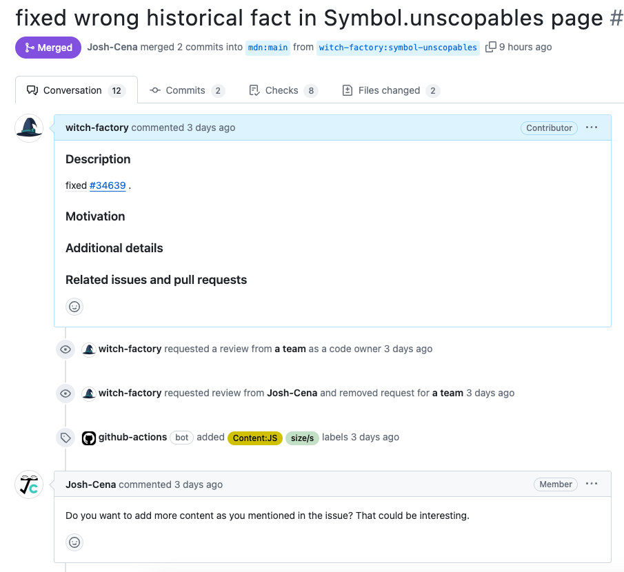 Comment on MDN Issue