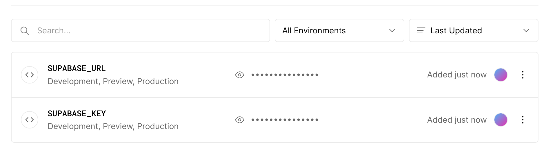 Registering Environment Variables in Vercel